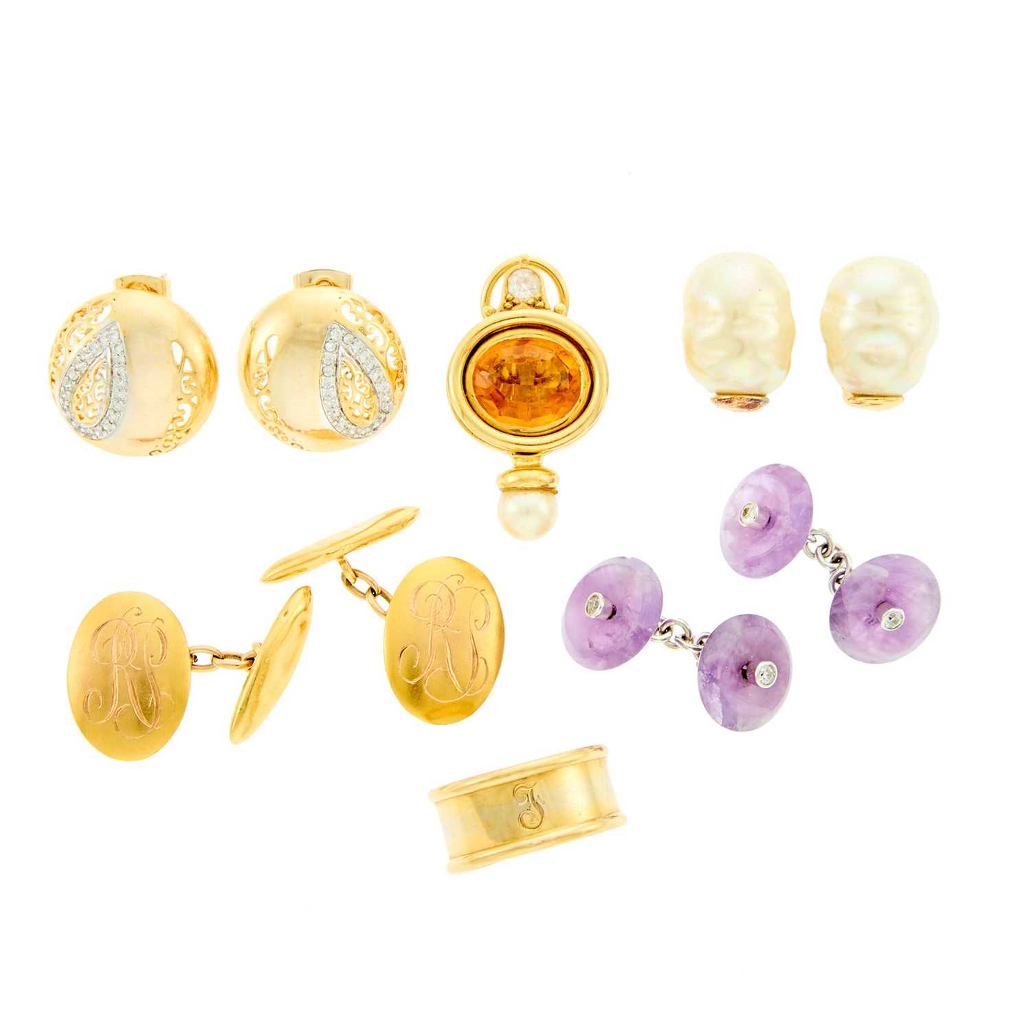 Lot 2217 - Group of Gold, Low Karat Gold, Gilt-Metal, Gem-Set and Imitation Pearl Jewelry