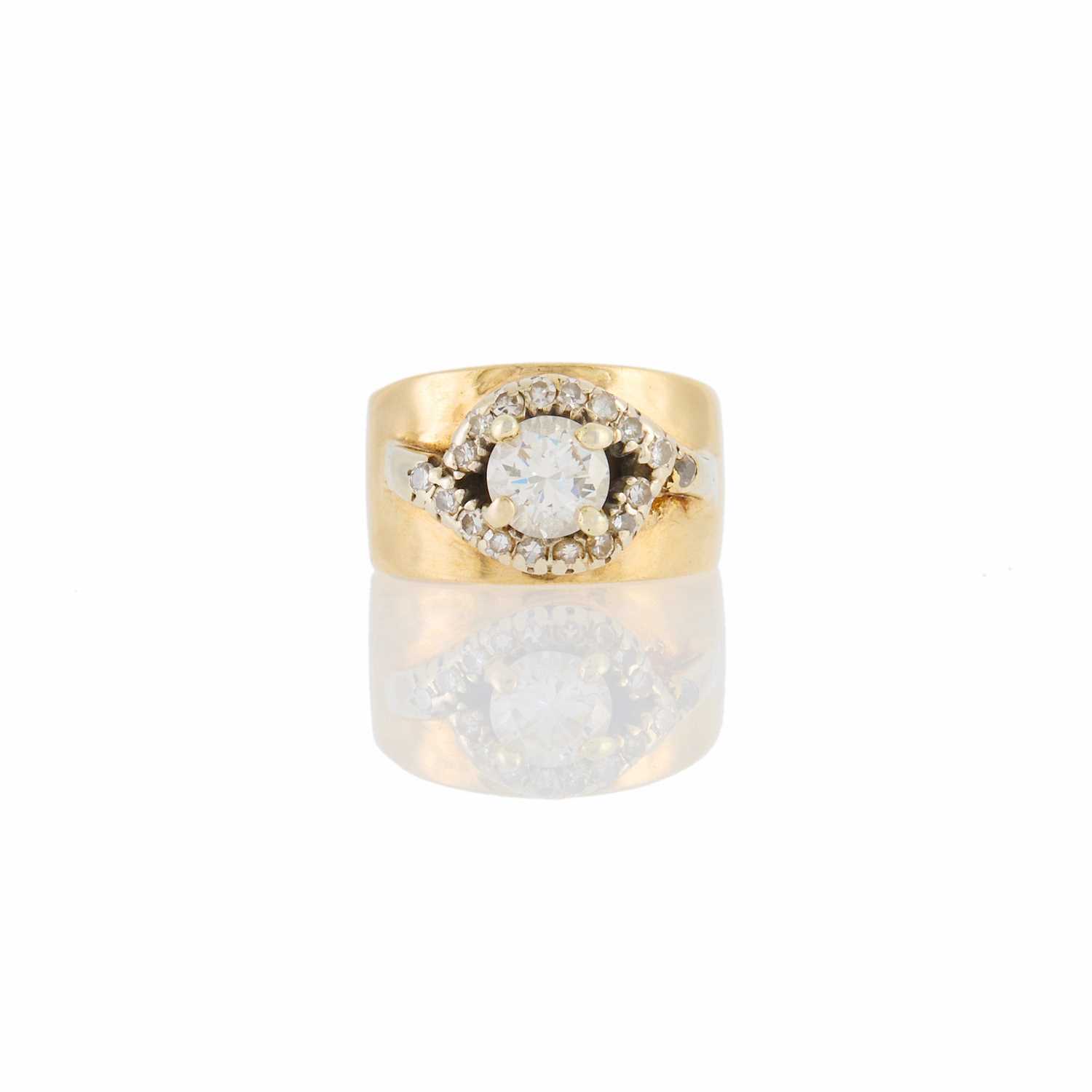 Lot 2057 - Two-Color Gold and Diamond Ring