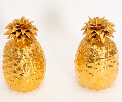 Lot 137 - Pair of Piotet Limoges Pineapple Form Jars