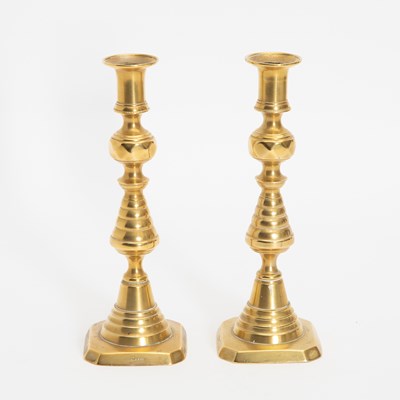 Lot 381 - Pair of Brass Candlesticks