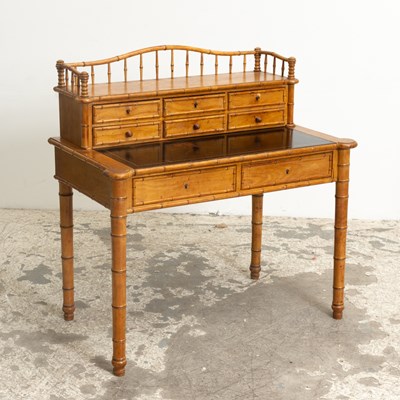 Lot 52 - Faux Bamboo Leather Top Desk