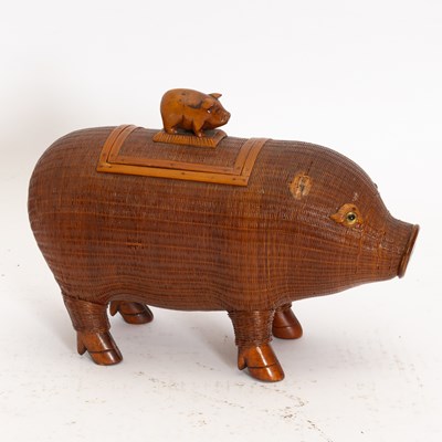 Lot 135 - Rattan Covered Pig Form Box
