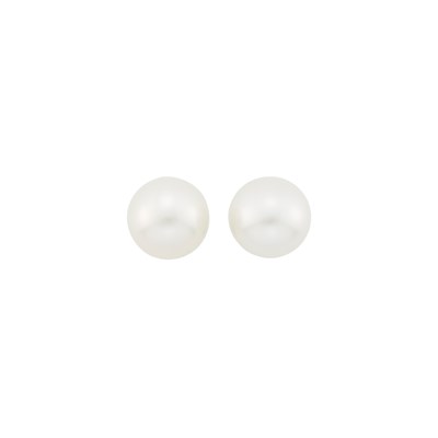 Lot 77 - South Sea Cultured Pearl Necklace with Platinum and Diamond Ball Clasp and Pair of South Sea Cultured Pearl Earclips