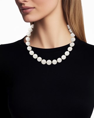 Lot 77 - South Sea Cultured Pearl Necklace with Platinum and Diamond Ball Clasp and Pair of South Sea Cultured Pearl Earclips