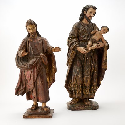 Lot 283 - Two Mexican Polychrome Carved Wood Santos Figures