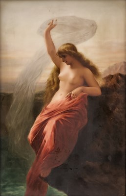 Lot 319 - Continental Painted Porcelain Plaque of Lorelei After Wilhelm Kray