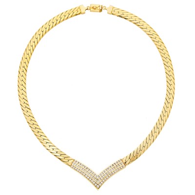 Lot 2058 - Gold and Diamond Necklace