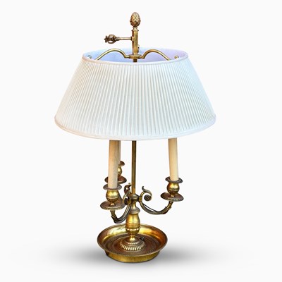 Lot 1147 - Empire Style Brass Three-light Bouillotte Lamp