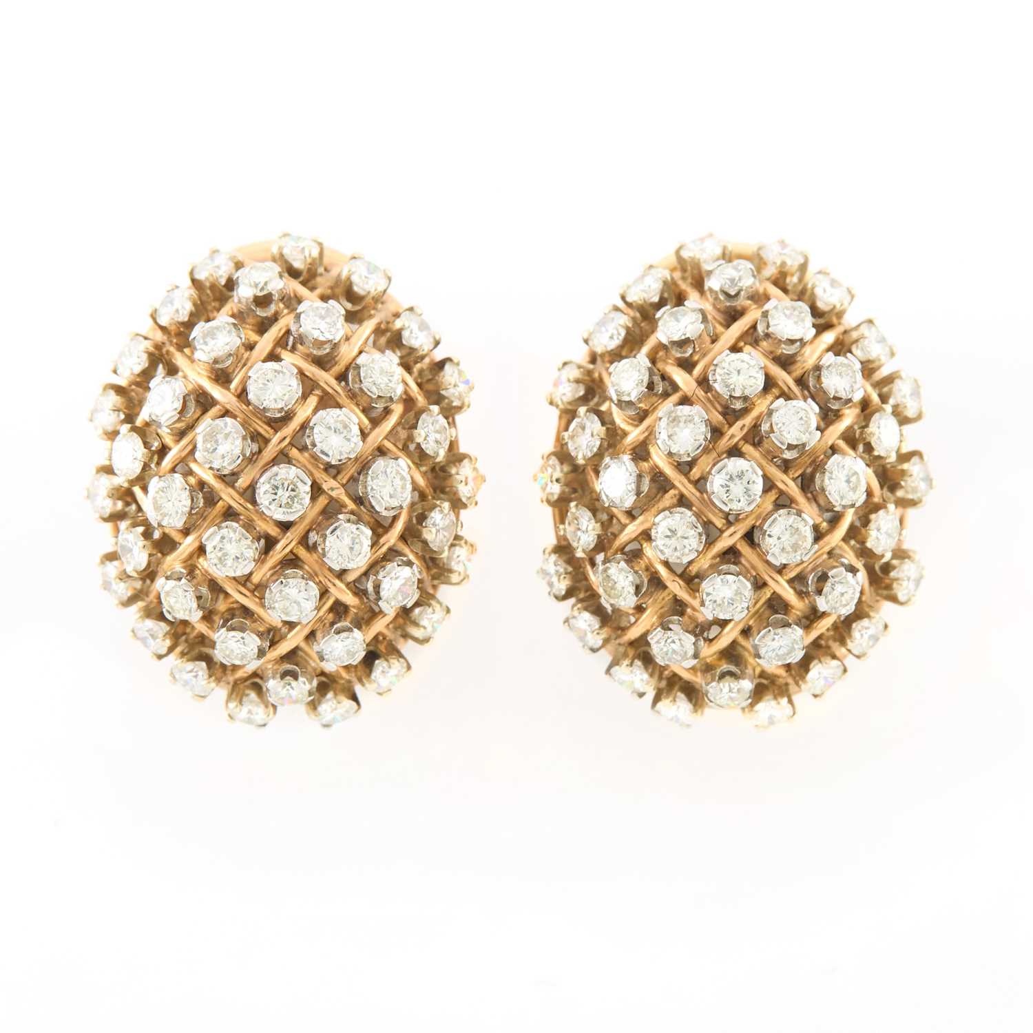 Lot 2010 - Pair of Gold and Diamond Dome Earclips