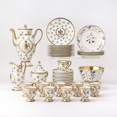 Lot 80 - French Gilt and Hand-Painted Porcelain Partial Dessert Service