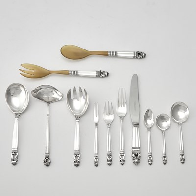 Lot 217 - Georg Jensen Sterling Silver 'Acorn' Pattern Partial Flatware Service