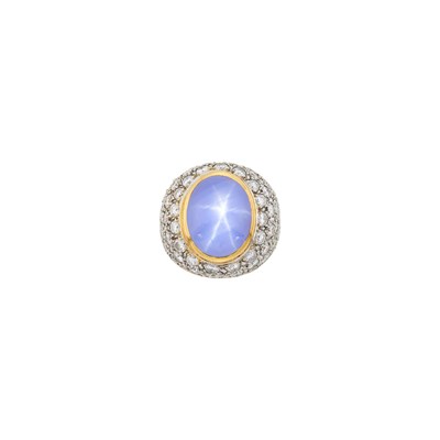 Lot 85 - Two-Color Gold, Star Sapphire and Diamond Ring