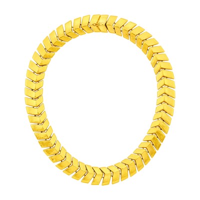 Lot Ilias Lalaounis Hammered Gold Necklace