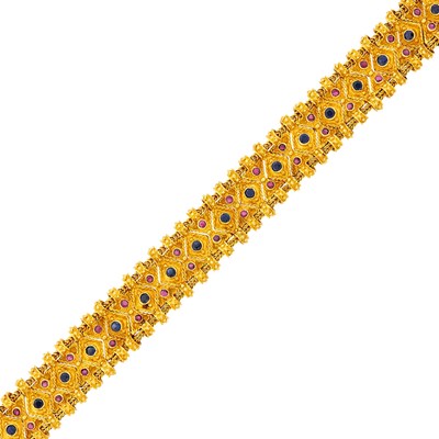 Lot 123 - Gold, Ruby and Sapphire Bracelet