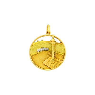 Lot 1 - Van Cleef & Arpels Two-Color Gold, Platinum and Diamond 'Place Vendome' Charm, France