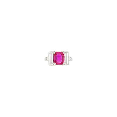 Lot 225 - Tiffany & Co. Platinum, Ruby and Diamond Ring