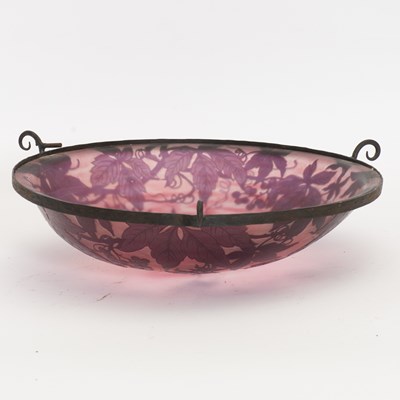 Lot 32 - Gauthier Art Nouveau Acid-Etched Cameo Glass Plafonnier