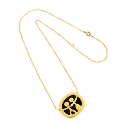 Lot 2031 - Cartier Gold, Black Onyx and Diamond Pendant-Necklace