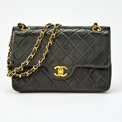 Lot 161 - Chanel Black Quilted Calfskin Leather Double Flap Bag
