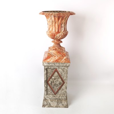 Lot 165 - Neoclassical Style Faux Marble Painted Urn and Pedestal