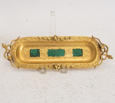 Lot 124 - Victorian Gilt Bronze and Malachite Pen Tray