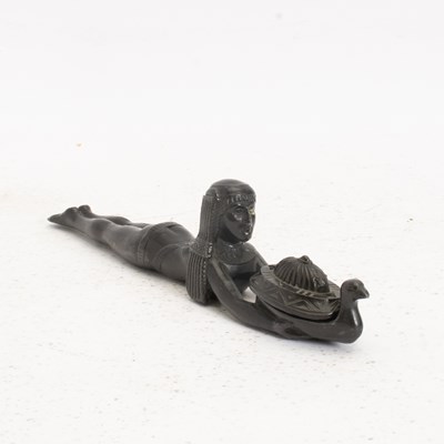 Lot 125 - Egyptian Revival Patinated Metal Figural Incense Burner