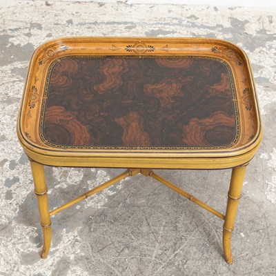 Lot 69 - Paint Decorated Faux Bamboo Tray Top Table