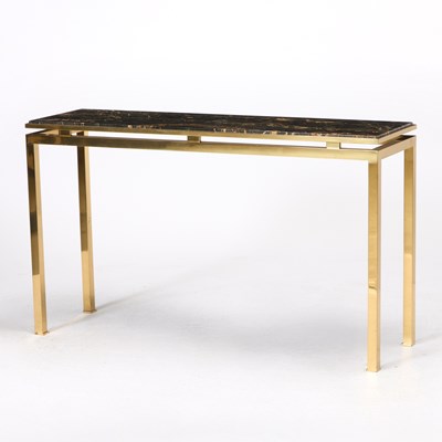 Lot 306 - Modern Brass and Marble Top Console Table
