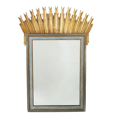 Lot 394 - North European Painted and Parcel Gilt Mirror