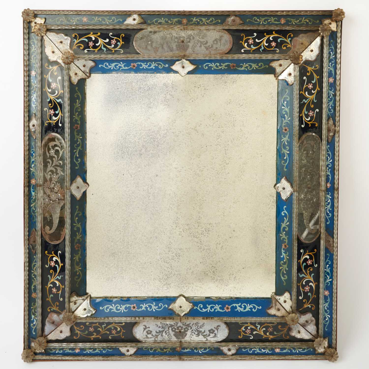 Lot 333 - Venetian Etched and Eglomise Glass Mirror
