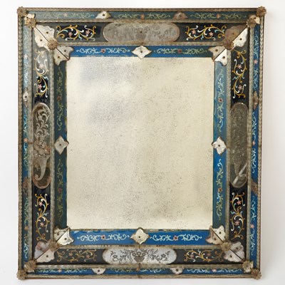 Lot 333 - Venetian Etched and Eglomise Glass Mirror