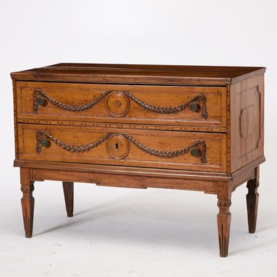 Lot 280 - Italian Neoclassical Pearwood Two-Drawer Commode