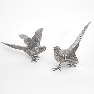 Lot 124 - Pair of German Silver Figures of Pheasants