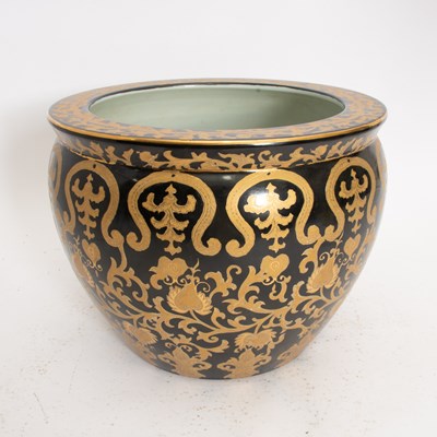 Lot 157 - Chinese Gilt Decorated Porcelain Fish Bowl