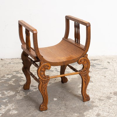 Lot 163 - Carved Oak Curule Stool