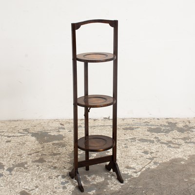 Lot 175 - Mahogany Three Tiered Folding Cake Stand