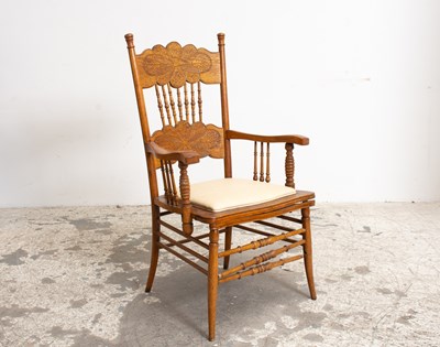 Lot 158 - Carved Oak Armchair