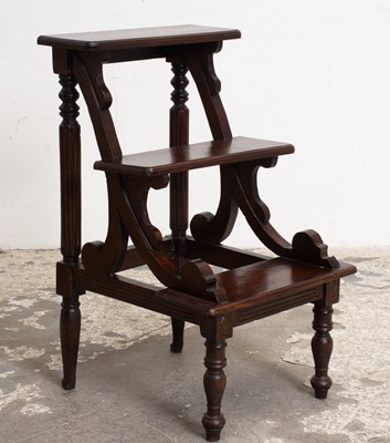 Lot 154 - Carved Mahogany Library Steps