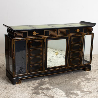 Lot 159 - Black Lacquer Asian Style Sideboard