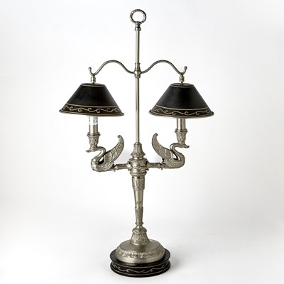 Lot 264 - French Style Pewter Double Bouillotte Lamp