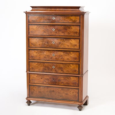 Lot 365 - French Restauration Burl Walnut Semainier