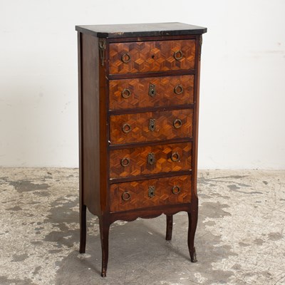 Lot 230 - French Marquetry Marble Top Semainier