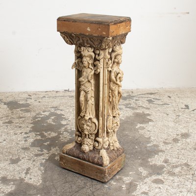 Lot 170 - Baroque Style Carved Wood Painted Three-Sided Pedestal