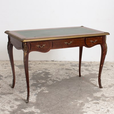 Lot 392 - Mahogany Brass Mounted Leather Top Bureau Plat