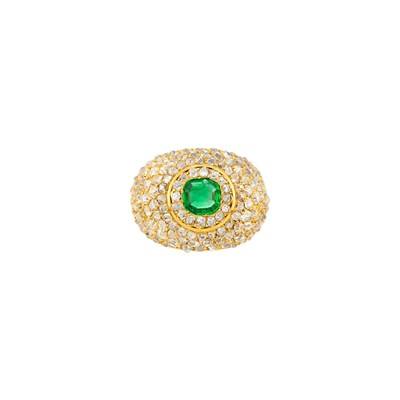 Lot 125 - René Boivin Gold, Emerald and Diamond Ring