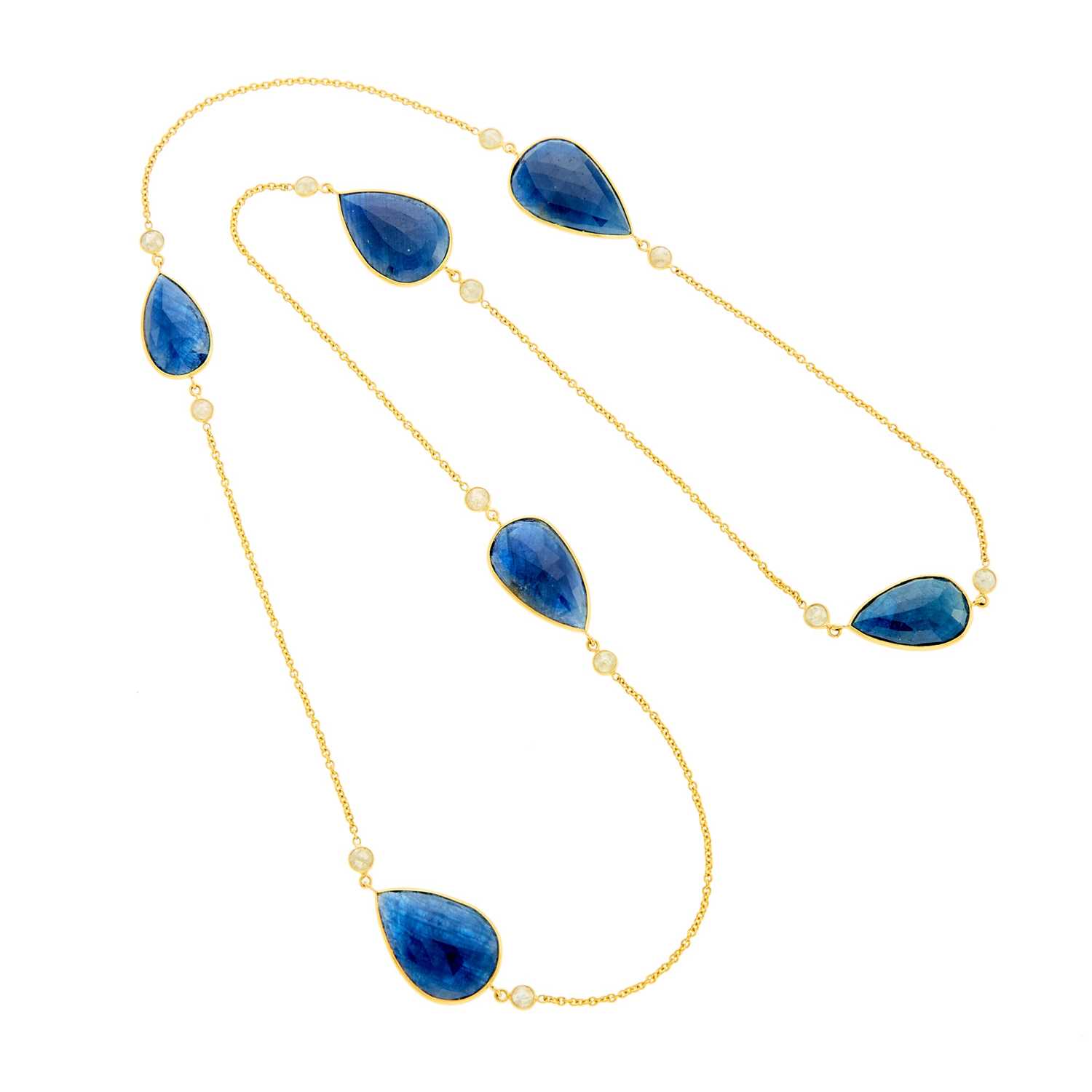 Lot 2177 - Gold, Sapphire and Diamond Necklace