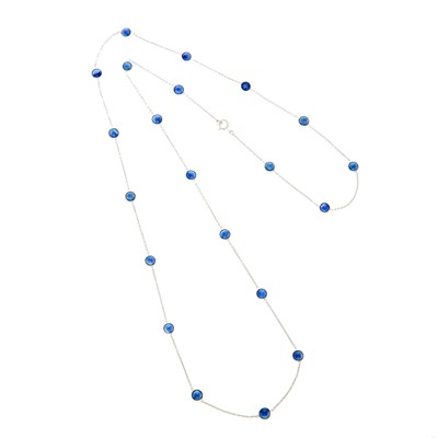 Lot 1114 - White Gold and Sapphire Chain Necklace