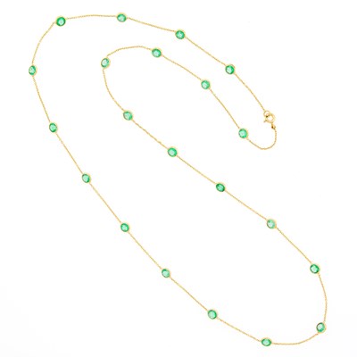 Lot 2190 - Gold and Emerald Chain Necklace