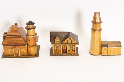 Lot 130 - Group of Three Straw Building-Form Boxes