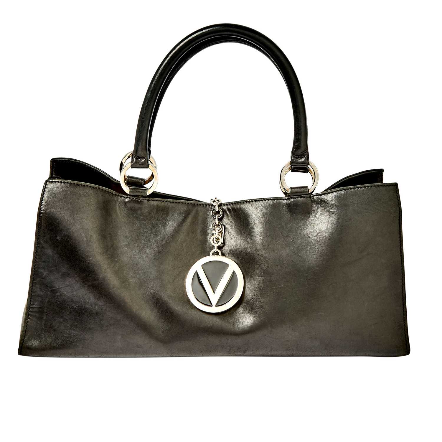Lot 1180 - Valentino Black Leather and Lacquer Bag